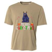 Merry Christmas Lights Bear Reindeer Hat Xmas Pjs Cooling Performance Crew T-Shirt