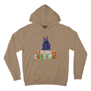 Merry Christmas Lights Bear Reindeer Hat Xmas Pjs Hoodie