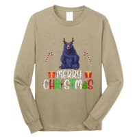 Merry Christmas Lights Bear Reindeer Hat Xmas Pjs Long Sleeve Shirt