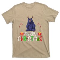 Merry Christmas Lights Bear Reindeer Hat Xmas Pjs T-Shirt