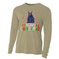 Merry Christmas Lights Bear Reindeer Hat Xmas Pjs Cooling Performance Long Sleeve Crew