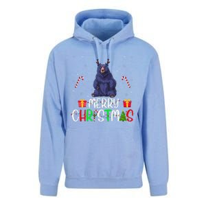 Merry Christmas Lights Bear Reindeer Hat Xmas Pjs Unisex Surf Hoodie