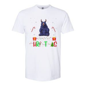 Merry Christmas Lights Bear Reindeer Hat Xmas Pjs Softstyle CVC T-Shirt