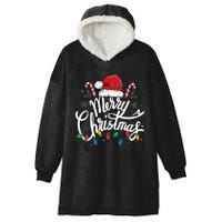 Merry Christmas Lights Red Santa Hat Xmas Family  Hooded Wearable Blanket