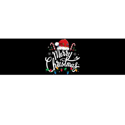 Merry Christmas Lights Red Santa Hat Xmas Family  Bumper Sticker