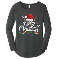 Merry Christmas Lights Red Santa Hat Xmas Family  Women's Perfect Tri Tunic Long Sleeve Shirt