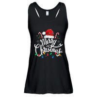 Merry Christmas Lights Red Santa Hat Xmas Family  Ladies Essential Flowy Tank