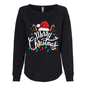 Merry Christmas Lights Red Santa Hat Xmas Family  Womens California Wash Sweatshirt