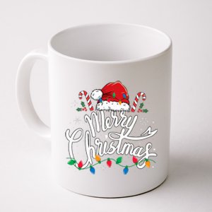 Merry Christmas Lights Red Santa Hat Xmas Family  Coffee Mug