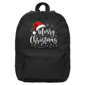 Merry Christmas Lights Red Santa Hat Xmas Family 16 in Basic Backpack