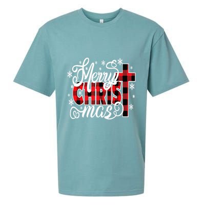 Merry Christ Mas Christian Jesus Christmas Pjs Xmas Pajamas Sueded Cloud Jersey T-Shirt