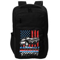 Motor City Muscle American USA Flag Muscle Car Fan Impact Tech Backpack