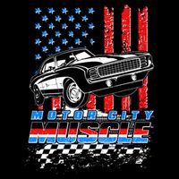 Motor City Muscle American USA Flag Muscle Car Fan Impact Tech Backpack
