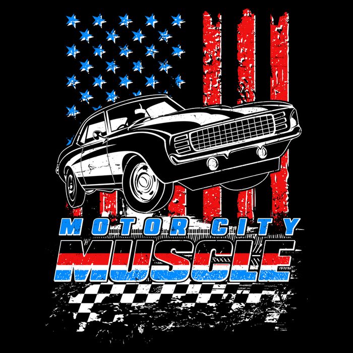 Motor City Muscle American USA Flag Muscle Car Fan Impact Tech Backpack