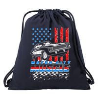 Motor City Muscle American USA Flag Muscle Car Fan Drawstring Bag