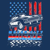 Motor City Muscle American USA Flag Muscle Car Fan Drawstring Bag