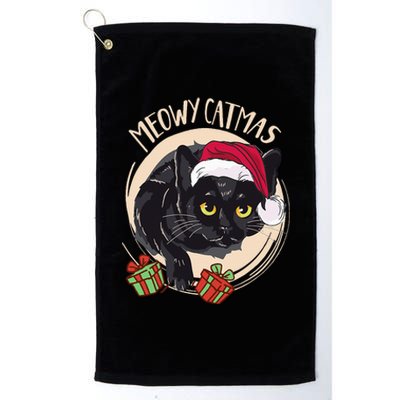 Meowy Catmas Merry Catmas Black Cat Christmas Funny Xmas Platinum Collection Golf Towel