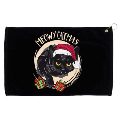 Meowy Catmas Merry Catmas Black Cat Christmas Funny Xmas Grommeted Golf Towel