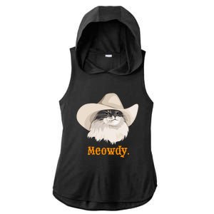 Meowdy Cat Meme Ladies PosiCharge Tri-Blend Wicking Draft Hoodie Tank