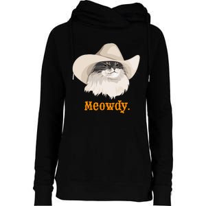 Meowdy Cat Meme Womens Funnel Neck Pullover Hood