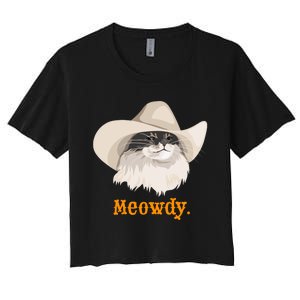 Meowdy Cat Meme Women's Crop Top Tee