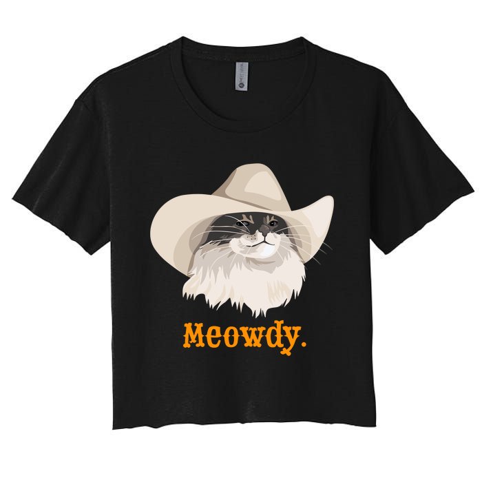 Meowdy Cat Meme Women's Crop Top Tee