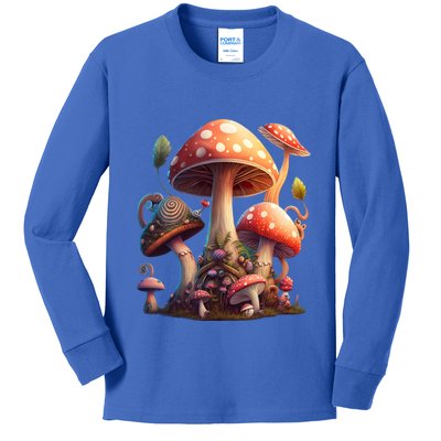 Magical Cottagecore Mushroom Aesthetic Mycology Fungi Hippie Cool Gift Kids Long Sleeve Shirt