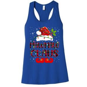 Mawmaw Claus Merry Christmas Buffalo Plaid Santa Hat Xmas Gift Women's Racerback Tank