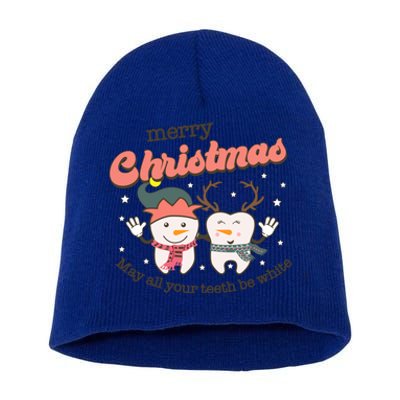 Merry Christmas May All Your Teeth Be White Dental Squad Great Gift Short Acrylic Beanie