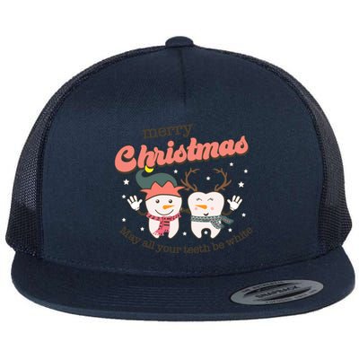 Merry Christmas May All Your Teeth Be White Dental Squad Great Gift Flat Bill Trucker Hat