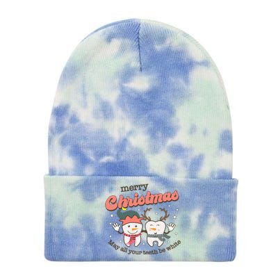 Merry Christmas May All Your Teeth Be White Dental Squad Great Gift Tie Dye 12in Knit Beanie