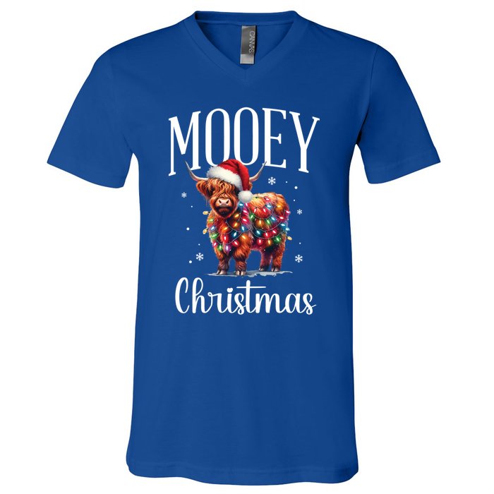 Mooey Christmas Mini Cow Lover Gift V-Neck T-Shirt