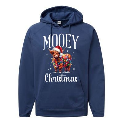 Mooey Christmas Mini Cow Lover Gift Performance Fleece Hoodie