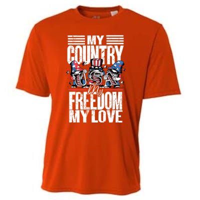 My Country My Freedom My Love Funny Gift 4th Of July American Flag Funny Gift Cooling Performance Crew T-Shirt