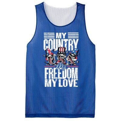 My Country My Freedom My Love Funny Gift 4th Of July American Flag Funny Gift Mesh Reversible Basketball Jersey Tank