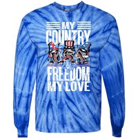 My Country My Freedom My Love Funny Gift 4th Of July American Flag Funny Gift Tie-Dye Long Sleeve Shirt