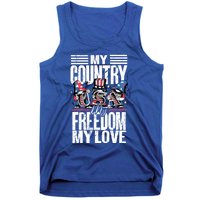 My Country My Freedom My Love Funny Gift 4th Of July American Flag Funny Gift Tank Top