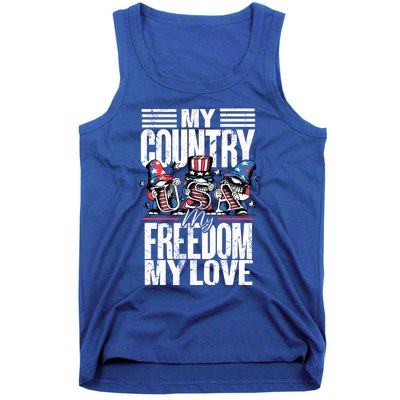 My Country My Freedom My Love Funny Gift 4th Of July American Flag Funny Gift Tank Top