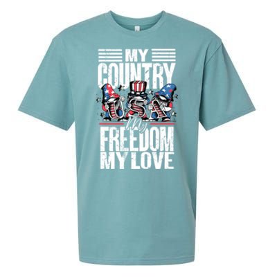 My Country My Freedom My Love Funny Gift 4th Of July American Flag Funny Gift Sueded Cloud Jersey T-Shirt