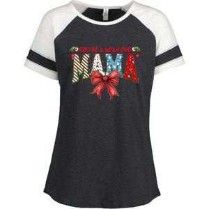 Merry Christmas Mama Coquette Bow Xmas Gift Enza Ladies Jersey Colorblock Tee