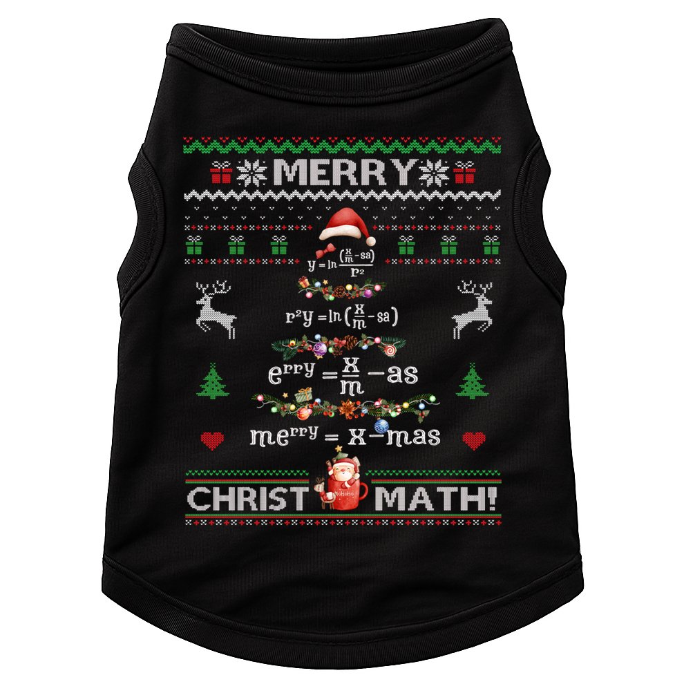 Merry Christmath Math Christmas Tree Ugly Sweater Teacher Doggie Tank