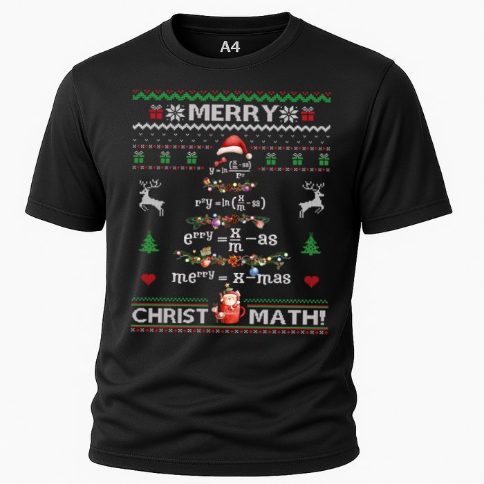 Merry Christmath Math Christmas Tree Ugly Sweater Teacher Cooling Performance Crew T-Shirt
