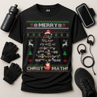Merry Christmath Math Christmas Tree Ugly Sweater Teacher Cooling Performance Crew T-Shirt
