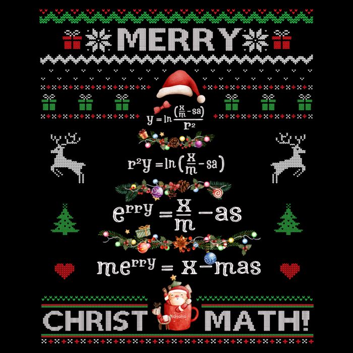 Merry Christmath Math Christmas Tree Ugly Sweater Teacher Cooling Performance Crew T-Shirt