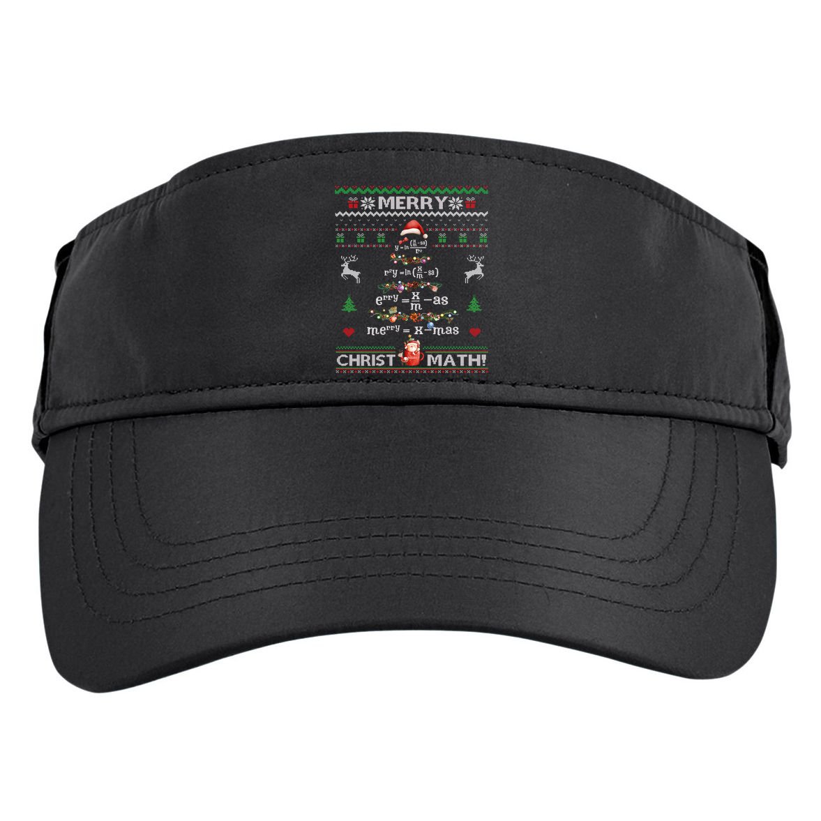 Merry Christmath Math Christmas Tree Ugly Sweater Teacher Adult Drive Performance Visor