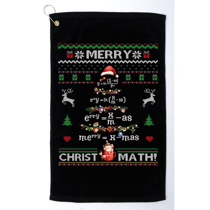 Merry Christmath Math Christmas Tree Ugly Sweater Teacher Golf Towel