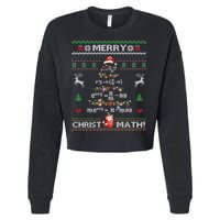 Merry Christmath Math Christmas Tree Ugly Sweater Teacher Cropped Pullover Crew