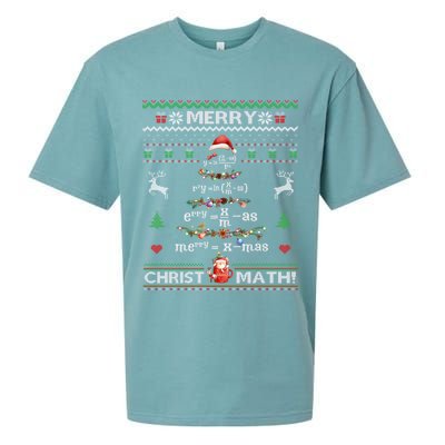Merry Christmath Math Christmas Tree Ugly Sweater Teacher Sueded Cloud Jersey T-Shirt