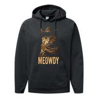 Meowdy Cat Meowdy Cowboy Cat Country Western Performance Fleece Hoodie