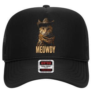 Meowdy Cat Meowdy Cowboy Cat Country Western High Crown Mesh Back Trucker Hat